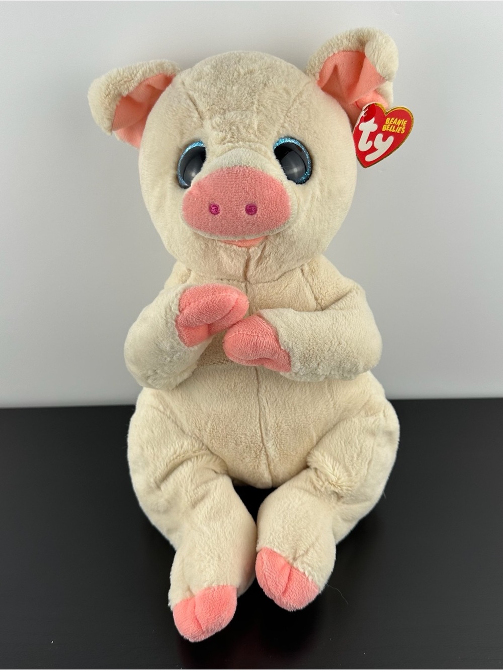 TY Beanie Bellies Penelope Pig 10" Large Size Pink Plush Beanie Belly Blue Eyes